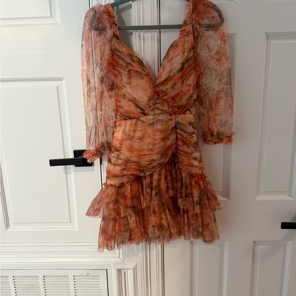 Floral Sheer Ruffle Dress - Picture 3 of 4